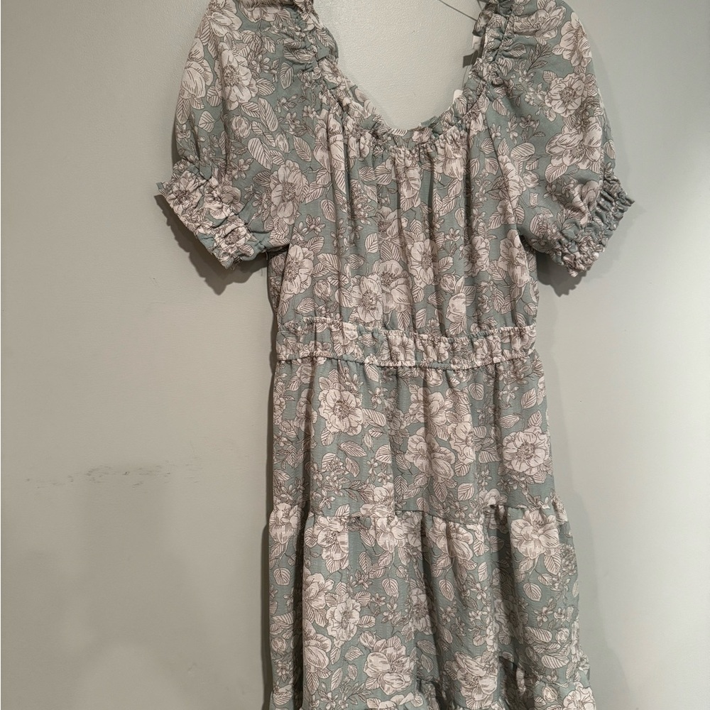 Blu Pepper Floral Mini Dress - mint and Cream